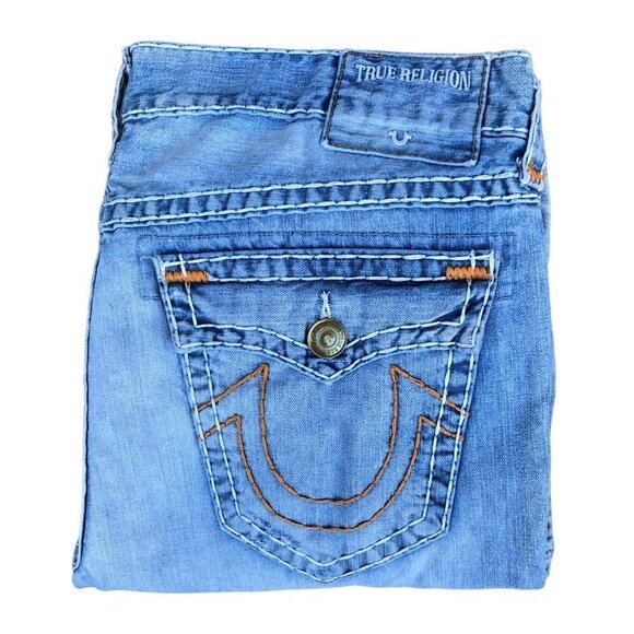 Rare True Religion Jeans Size 40 RICKY FLAP T Orange Stitch - Picture 1 of 13